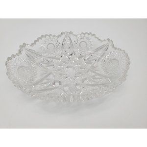 Vintage Sawtooth Crystal Relish Dish 8x6